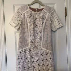 Trina Turk white dress with tan lining Size 4.